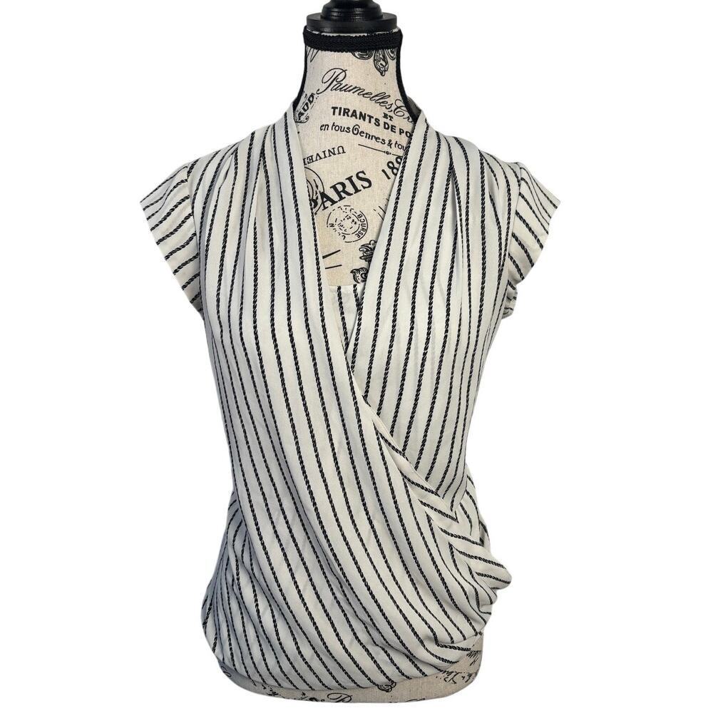 Halogen Drape Front Surplice Cap Sleeved Blouse